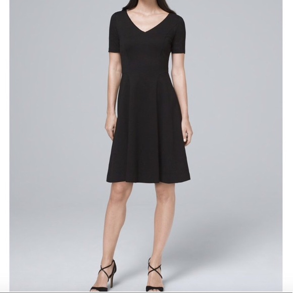 White House Black Market Dresses & Skirts - WHBM Black Polished Knit Fit-And-Flare Dress V Neck
